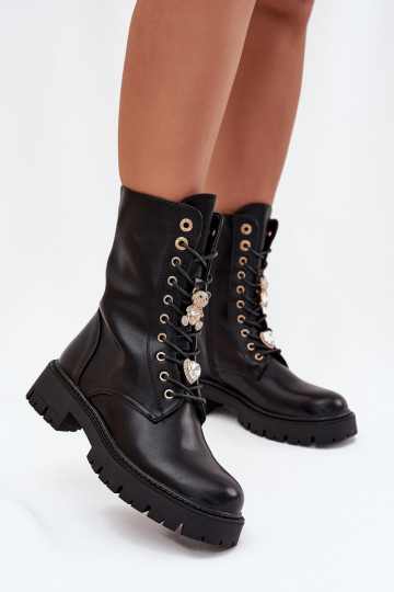 Pracovné členkové topánky DámskePrzypinkami zahriať sa čierna Lomina