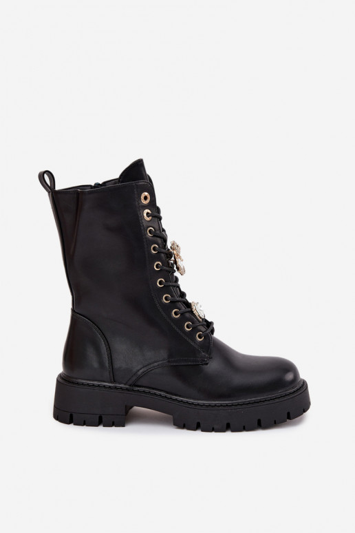 Pracovné členkové topánky DámskePrzypinkami zahriať sa čierna Lomina