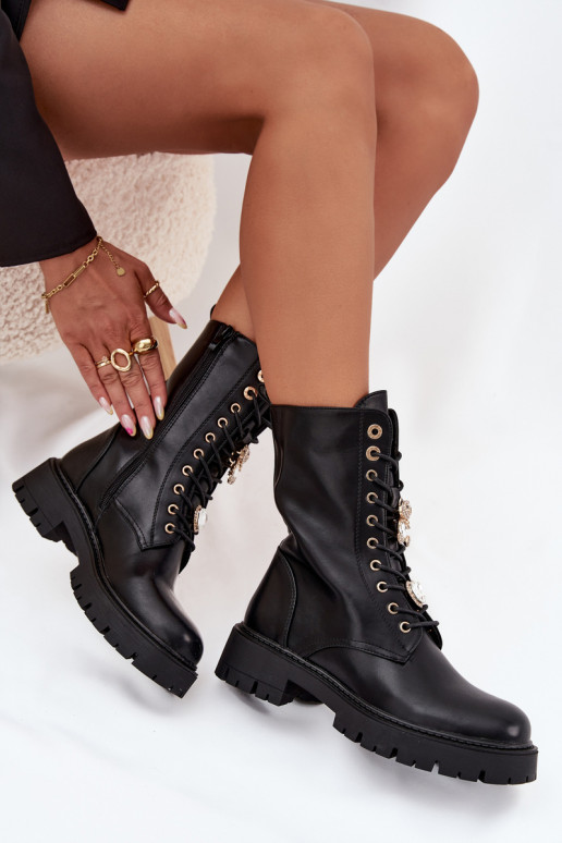 Pracovné členkové topánky DámskePrzypinkami zahriať sa čierna Lomina