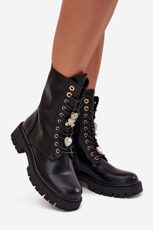 Pracovné členkové topánky DámskePrzypinkami zahriať sa čierna Lomina