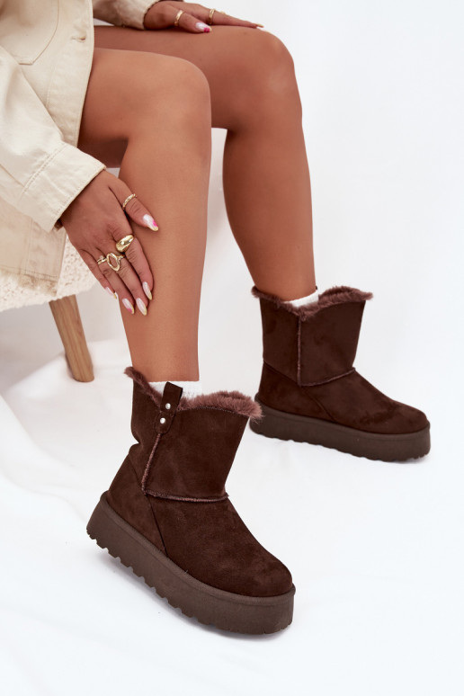 Dámske Snehule s platformou s kožušinou CzekoladoIne Evelira