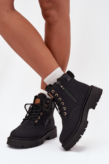 topánky Dámske zahriať sa s kožušinou vo vnútri Zapnuté Hrad čierna Tharika 2