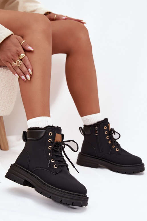 topánky Dámske zahriať sa s kožušinou vo vnútri Zapnuté Hrad čierna Tharika