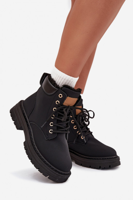 topánky Dámske zahriať sa s kožušinou vo vnútri Zapnuté Hrad čierna Tharika