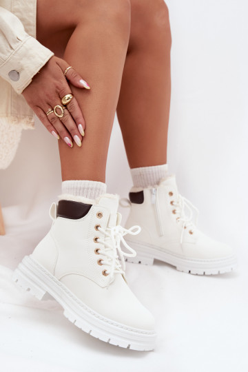 topánky Dámske zahriať sa s kožušinou vo vnútri Zapnuté Hrad biela farba Tharika