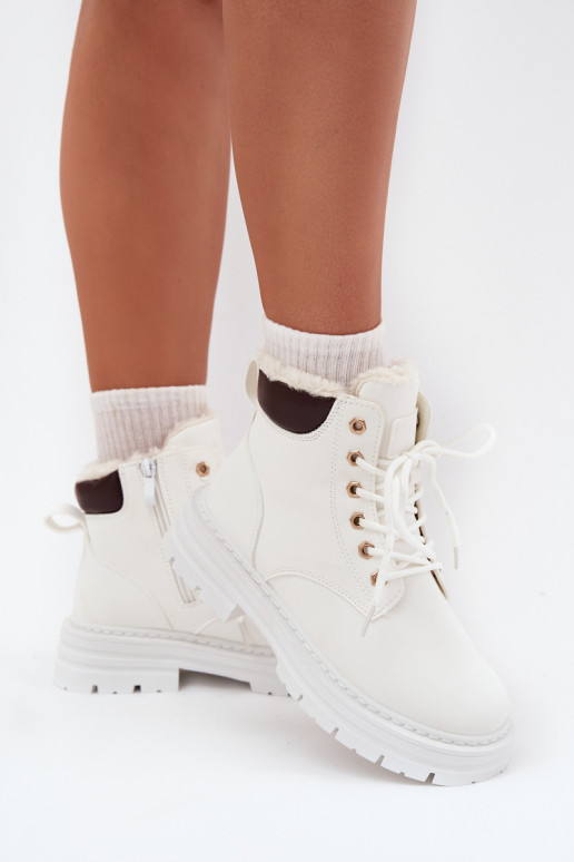 topánky Dámske zahriať sa s kožušinou vo vnútri Zapnuté Hrad biela farba Tharika