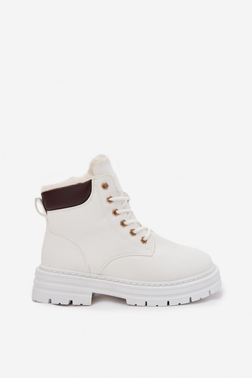 topánky Dámske zahriať sa s kožušinou vo vnútri Zapnuté Hrad biela farba Tharika