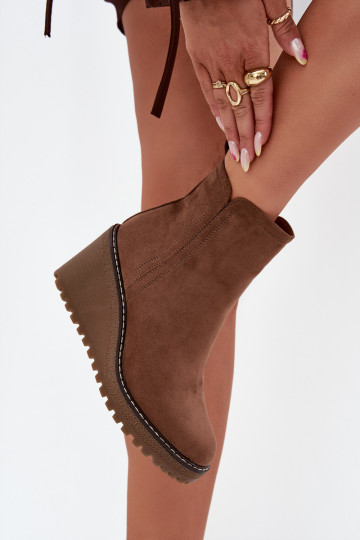 zahriať sa Čižmy Zapnuté INedgez eko semišuu Hnedá farba Mávona 2