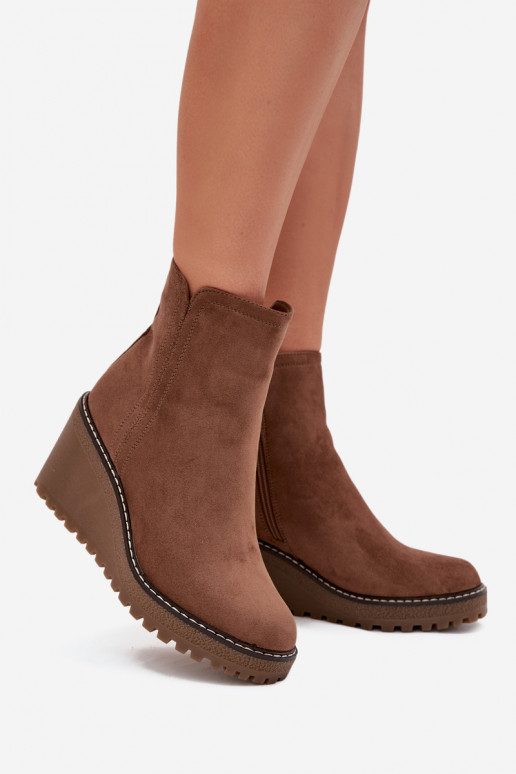 zahriať sa Čižmy Zapnuté INedgez eko semišuu Hnedá farba Mávona