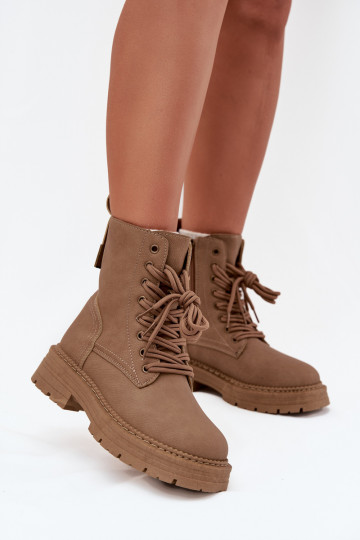 Dámske Pracovné členkové topánky Zapnuté Hrad béžová Tirina