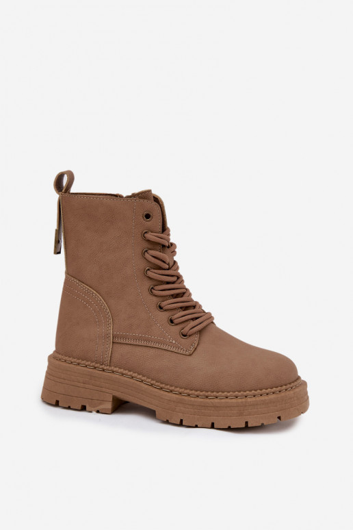 Dámske Pracovné členkové topánky Zapnuté Hrad béžová Tirina