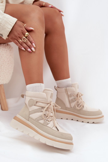 Dámske čižmy s platformou slonovina Liorae