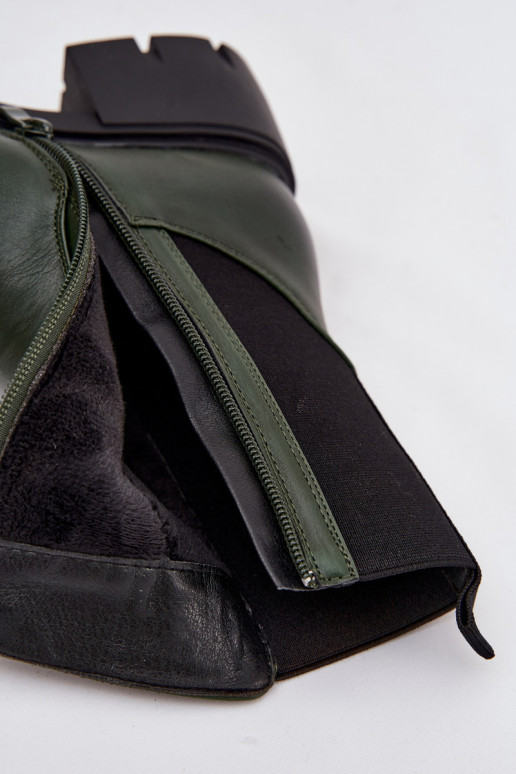 Dámske čižmy Zapnuté Klocku Eko Kožené khaki farby Kyra