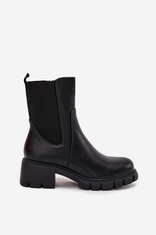 Dámske čižmy Zapnuté Klocku Eko Kožené čierna Kyra Dámske čižmy Zapnuté Klocku Eko Kožené čierna Kyra