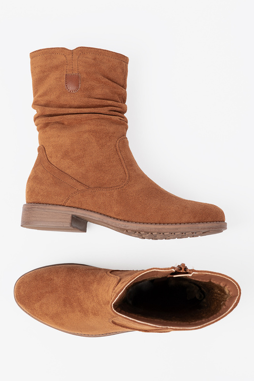 karamelové farby čižmy s volánovým zvrškom