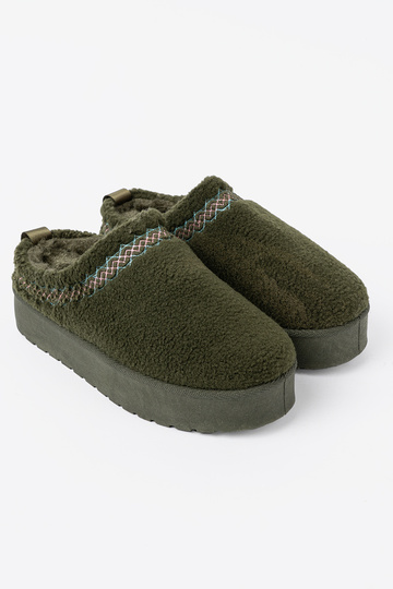 khaki farby, miękkie topánky a'la Dámske snehule bez pięty