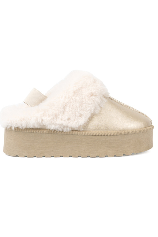 zlatej farby topánky a'la Dámske snehule z biela farbam srsť