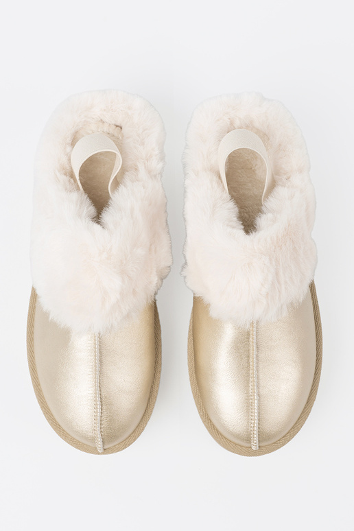 zlatej farby topánky a'la Dámske snehule z biela farbam srsť