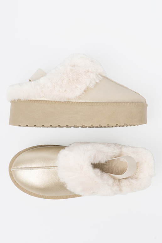 zlatej farby topánky a'la Dámske snehule z biela farbam srsť