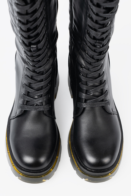 Klasický model čierna dlhé čižmy z šnurovaniem i suInakiem