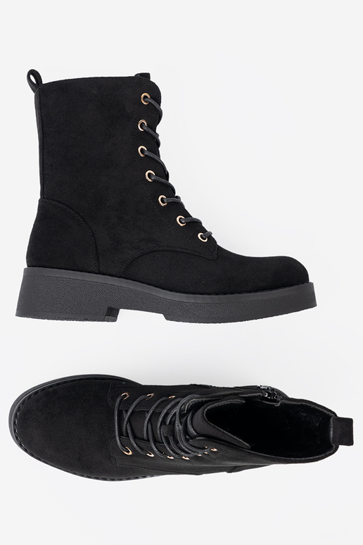 Pohodlné topánky In kolorze čierna farbam na rovnej podrážke