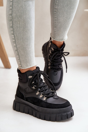 Dámske zahriať sa Čižmy topánky s platformou čierna Jelenia