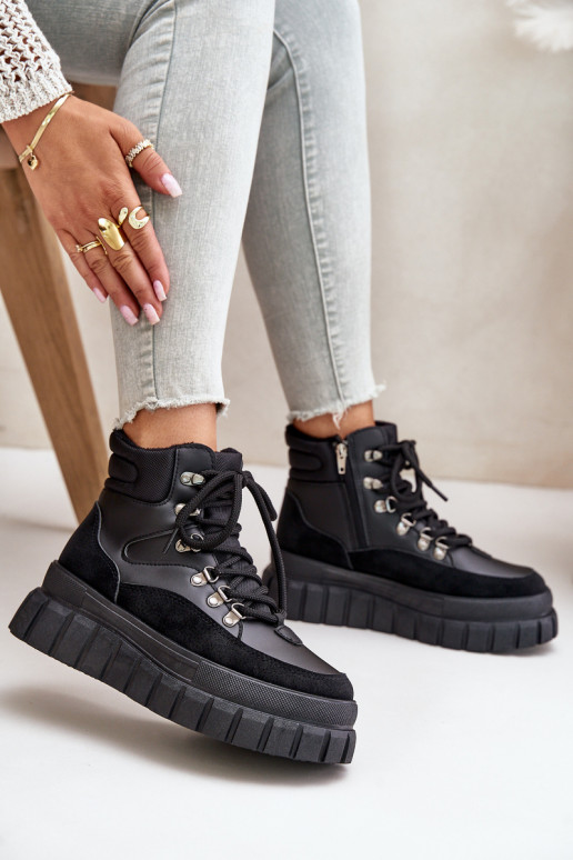 Dámske zahriať sa Čižmy topánky s platformou čierna Jelenia