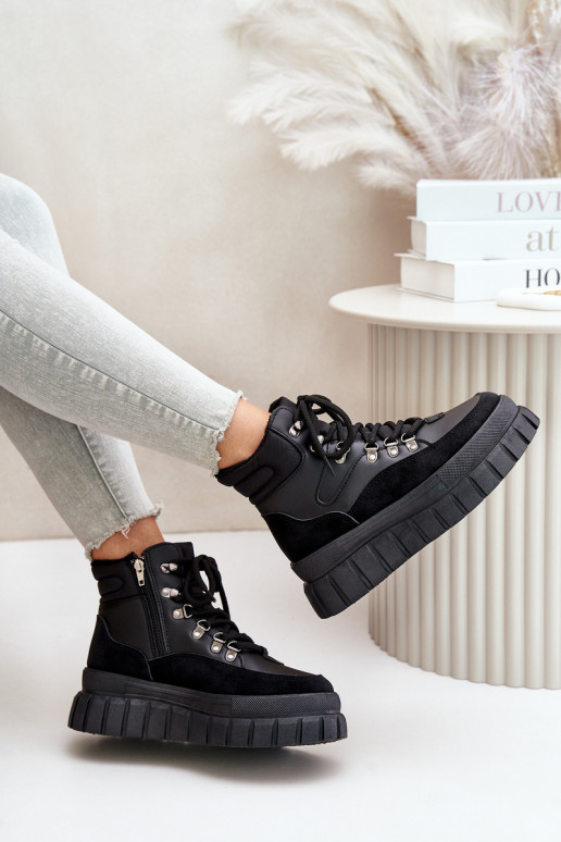 Dámske zahriať sa Čižmy topánky s platformou čierna Jelenia