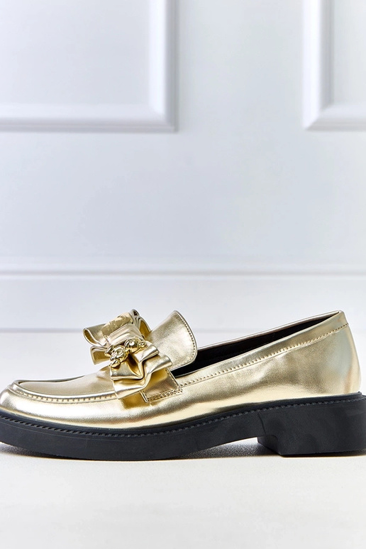 Zlaté mokasíny s mašľou a medvedíkom...