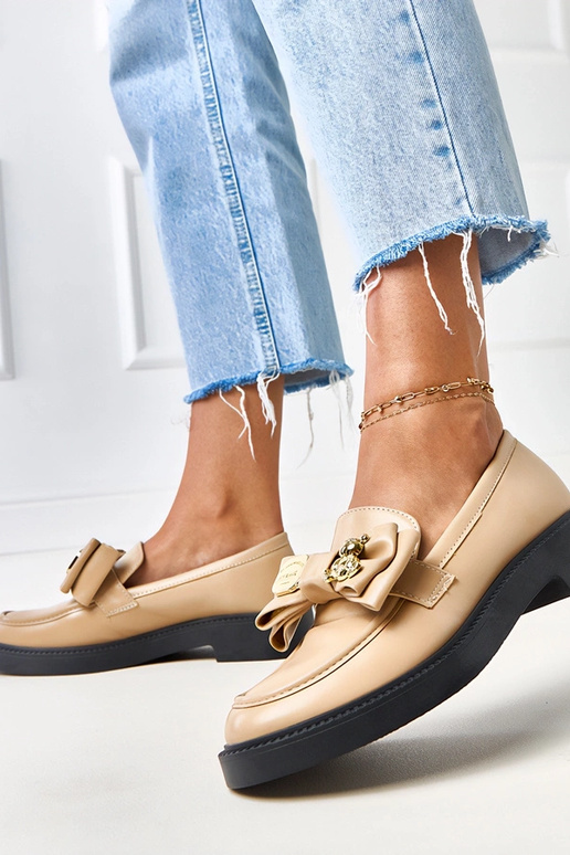 Pieskové mokasíny s mašľou a...