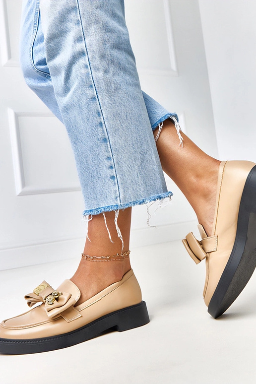 Pieskové mokasíny s mašľou a...