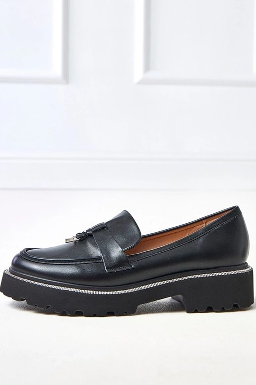 Čierne mokasíny s ozdobou a zirkónmi...