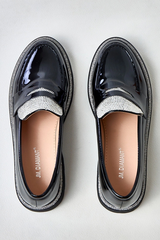 Čierne lakované mokasíny zdobené...