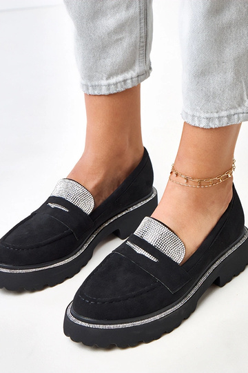 Čierne mokasíny z umelého... 2