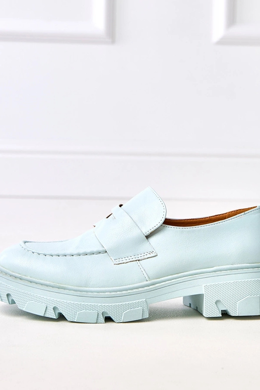 Modré dámske mokasíny z umelej kože...