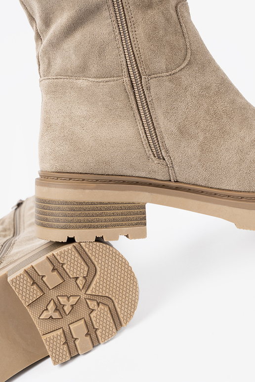 béžová čižmy na hrubej podrážke z choleInką pri členku