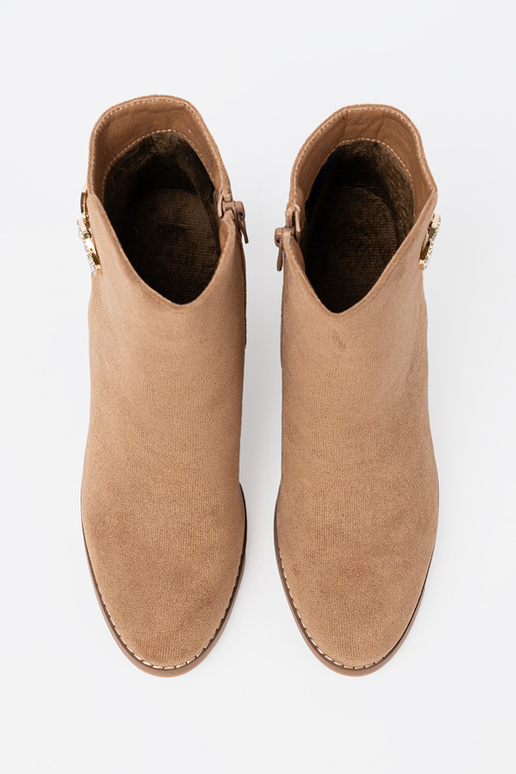 Štýlový čižmy In odcieniu svetlohnedám ze zlatám detalem