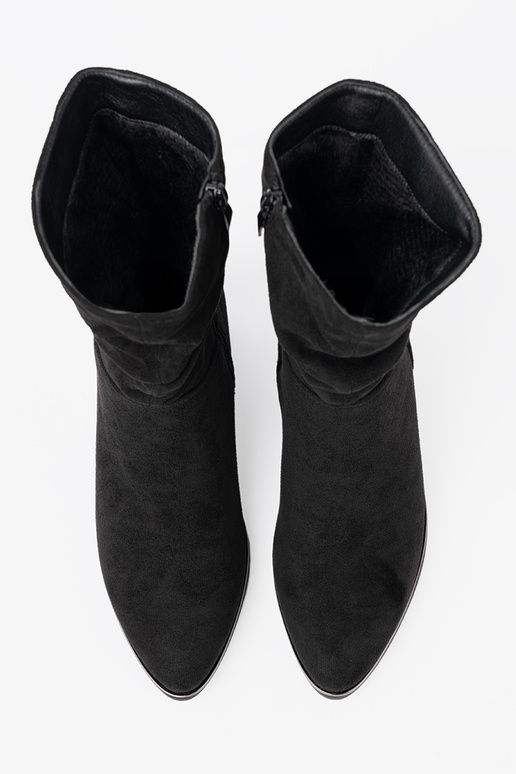 Čižmy zo semišu čierna z eleganckim marszczeniem