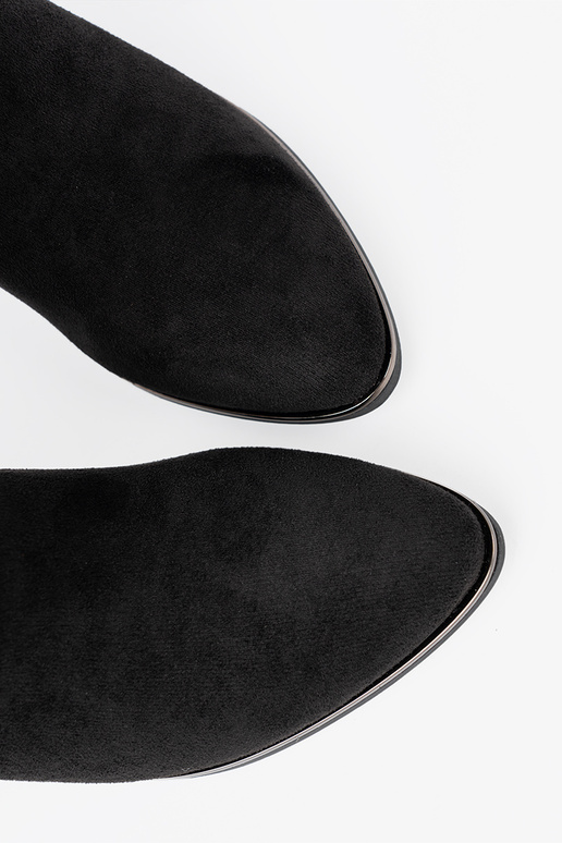 Čižmy zo semišu čierna z eleganckim marszczeniem