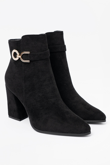 Elegantný štýl čierna čižmy z biżuteryjnym akcentem