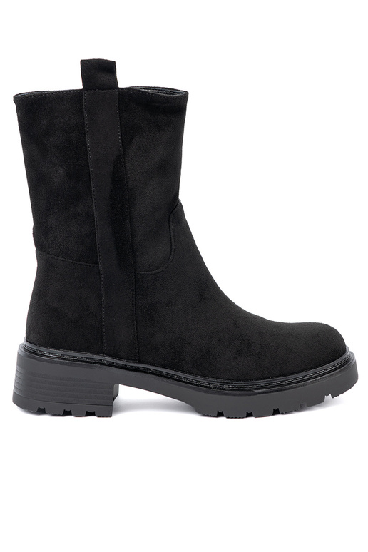 čierna čižmy na hrubej podrážke z choleInką pri členku