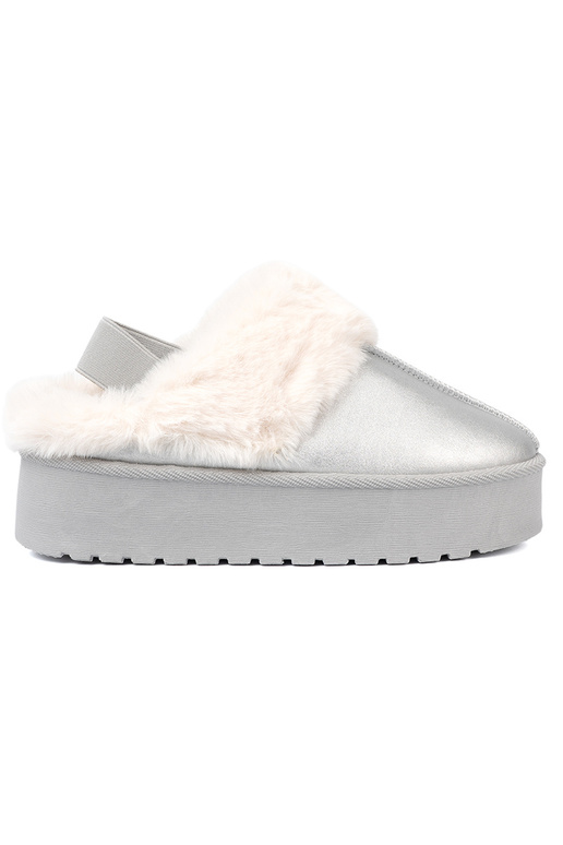 strieborná farba Dámske snehule s kožušinou i platformą