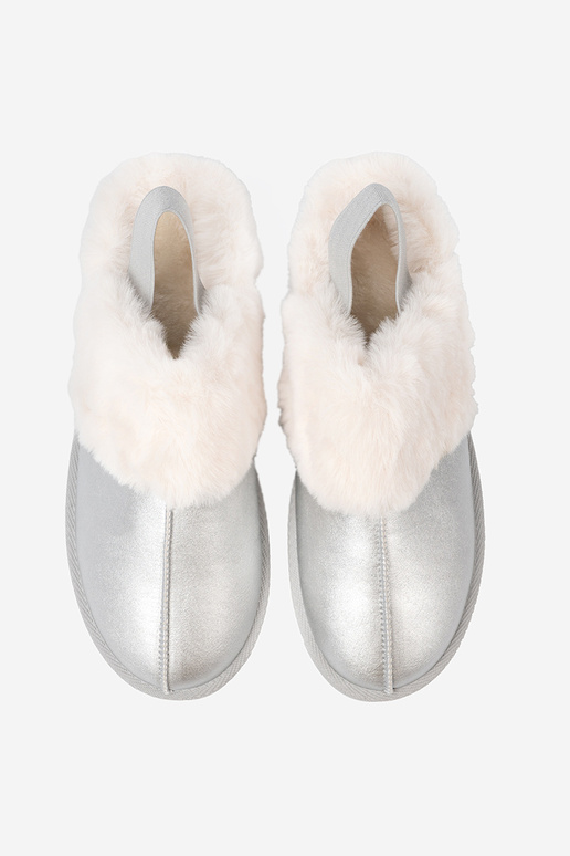 strieborná farba Dámske snehule s kožušinou i platformą