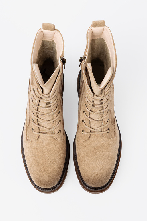 zo semišu béžová topánky z solidnym bieżnikiem