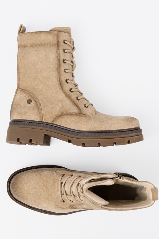 zo semišu béžová topánky z solidnym bieżnikiem