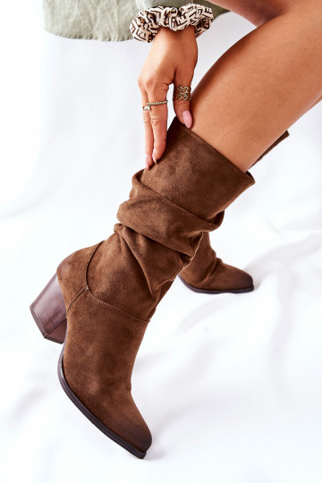 Dámske čižmy zo semišu Hnedá farba Ranafast 2