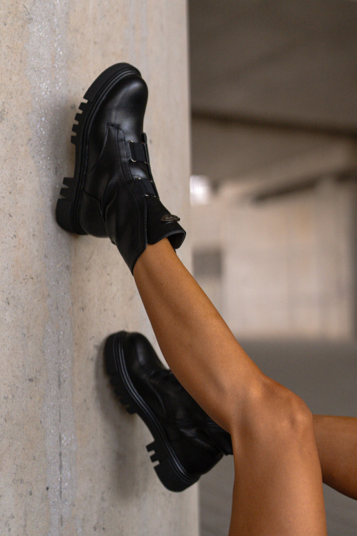 zahriať sa Pracovné členkové topánky Dámske Zapnuté Hrad Eko Kožené čierna Máilyra