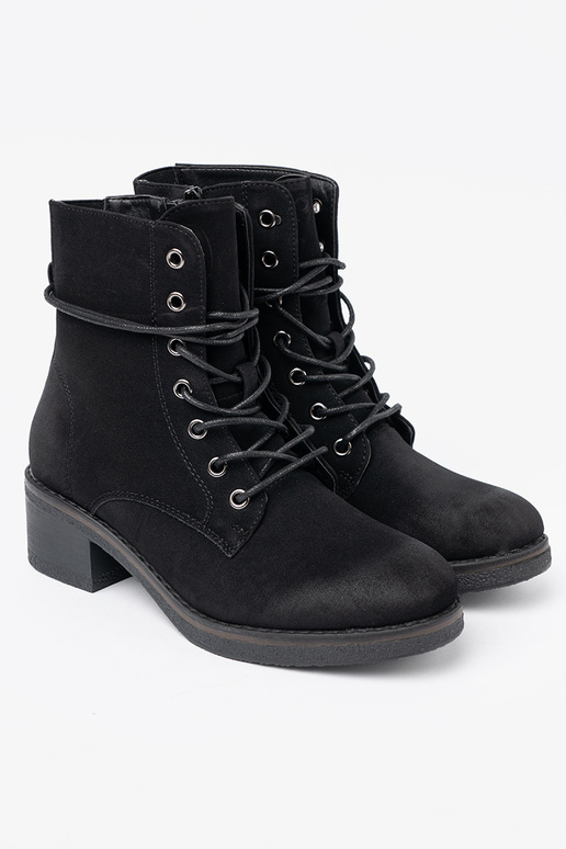 čierna čižmy čipkovaný na nízkom podpätku