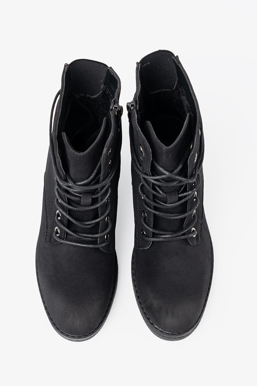 čierna čižmy čipkovaný na nízkom podpätku