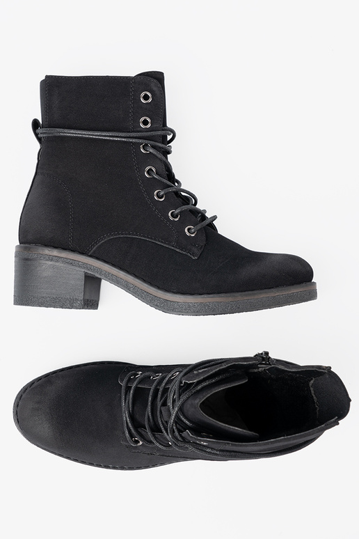 čierna čižmy čipkovaný na nízkom podpätku